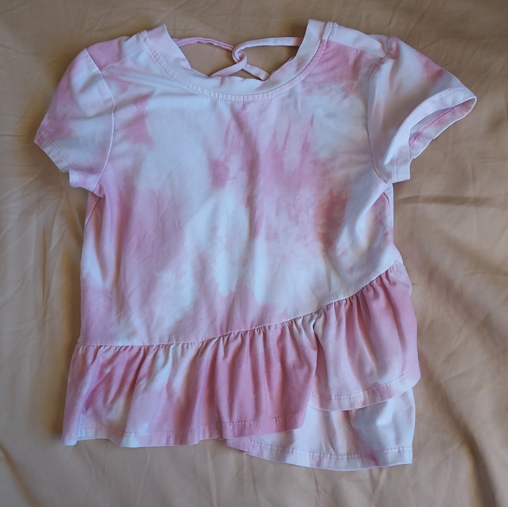 Forever 21 Girls 5/6 Short Sleeve Crew Neck Blouse Pink,White Tye Dye Nwot